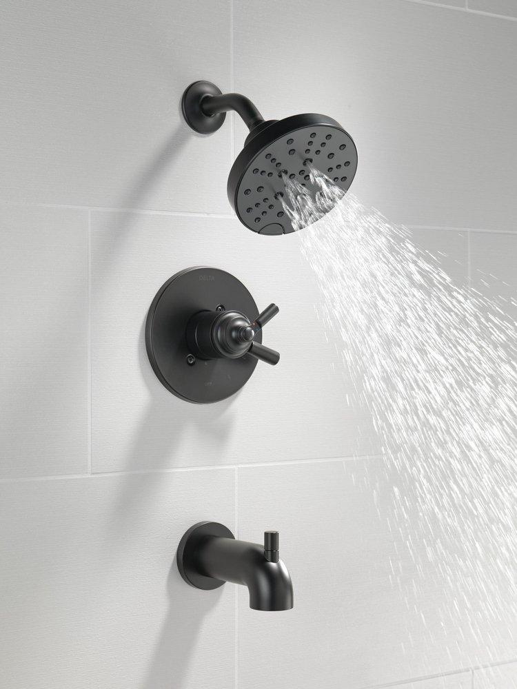 DELTA FAUCET Delta Faucet T17435-BL Saylor Two Handle Multi Function Bathtub & Shower Faucet in Matte Black (Trim Only)