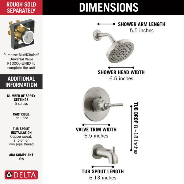 DELTA FAUCET Delta Faucet T14435-SS Delta Saylor: Monitor® 14 Series Tub & Shower Trim
