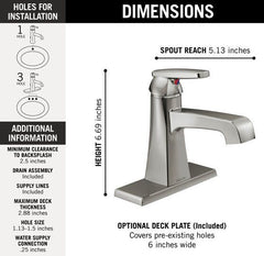 DELTA FAUCET Delta Faucet 564-SSMPU-DST Ashlyn Single Handle Bathroom Faucet