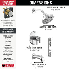 DELTA FAUCET Delta T17442 Altado Monitor 17 Series Tub & Shower Trim
