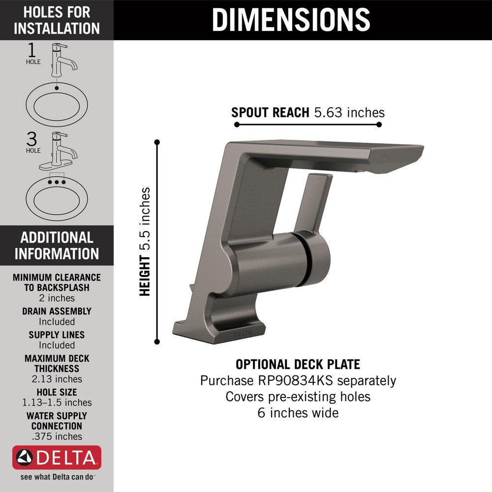 DELTA FAUCET Delta Faucet 599-KS-PR-MPU-DST Pivotal Single Handle Bathroom Sink Faucet