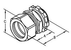 BRIDGEPORT FITTINGS Bridgeport 251-DCI2 Connector, Compression, Zinc Die Cast, 105 Degree C Insulated Throat, Size 3/4 Inch