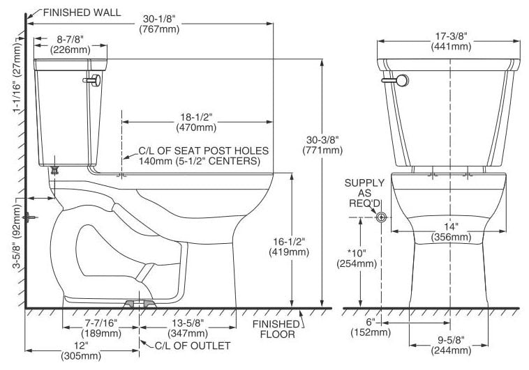 AMERICAN STANDARD American Standard 215AA104222 Cadet Pro Two-Piece 1.28 gpf Toilet