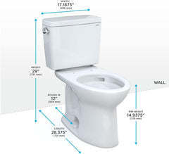 TOTO TOTO CST776CSG#01 Drake Two-Piece Elongated 1.6 GPF TORNADO FLUSH Toilet with CEFIONTECT Cotton White