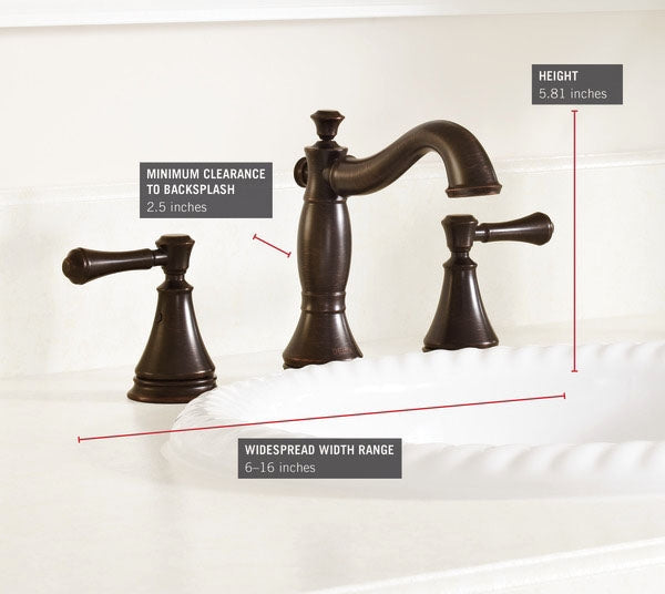 DELTA FAUCET Delta Faucet 3597LF-RBMPU Cassidy Two Handle Widespread Bathroom Faucet 1.2 gpm 6 to 16 in Centers