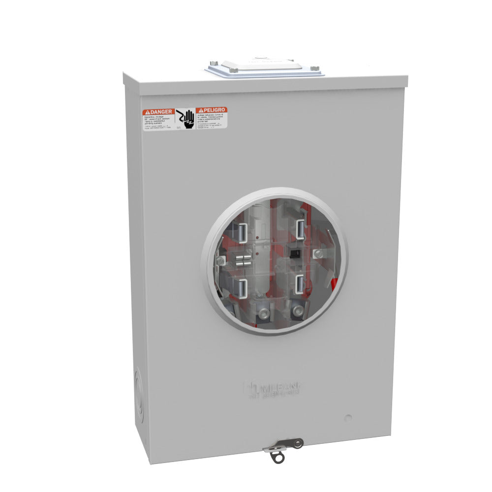 MILBANK Milbank U9551-RXL-5T9-IL Ringless Meter Socket, 600 VAC, 200 A, 1 Phase, NEMA 3R Enclosure