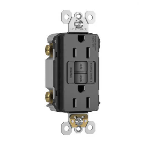 LEGRAND Pass & Seymour 1597TRBK GFCI Receptacle, Duplex Tamper-Resistant, 125 VAC, 15 Amp