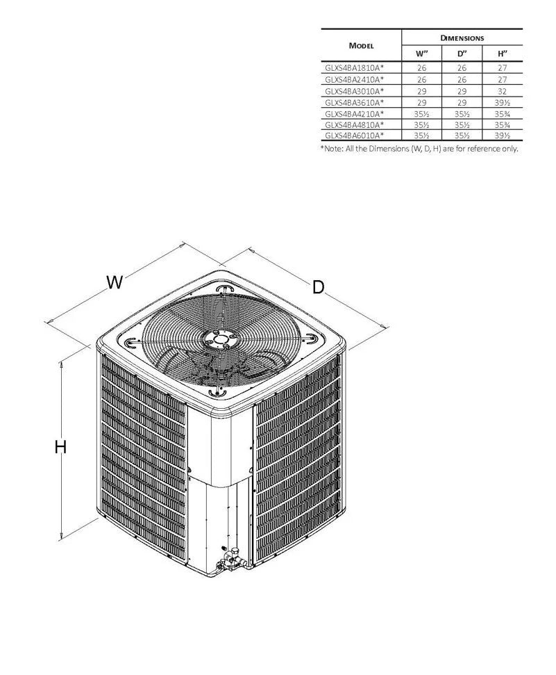 GOODMAN Goodman GLXS4BA3010 Split Air Conditioner 14.3 SEER2, Single Stage (2.5 Tons)