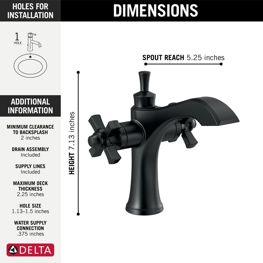 DELTA FAUCET Delta Faucet 857-BL-DST Dorval Single Handle Monoblock Bathroom Sink Faucet in Matte Black