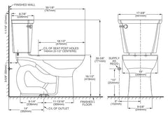 AMERICAN STANDARD American Standard 215FC.104.020 Cadet Pro Two-Piece Toilet 1.28 gpf 14 Rough-In
