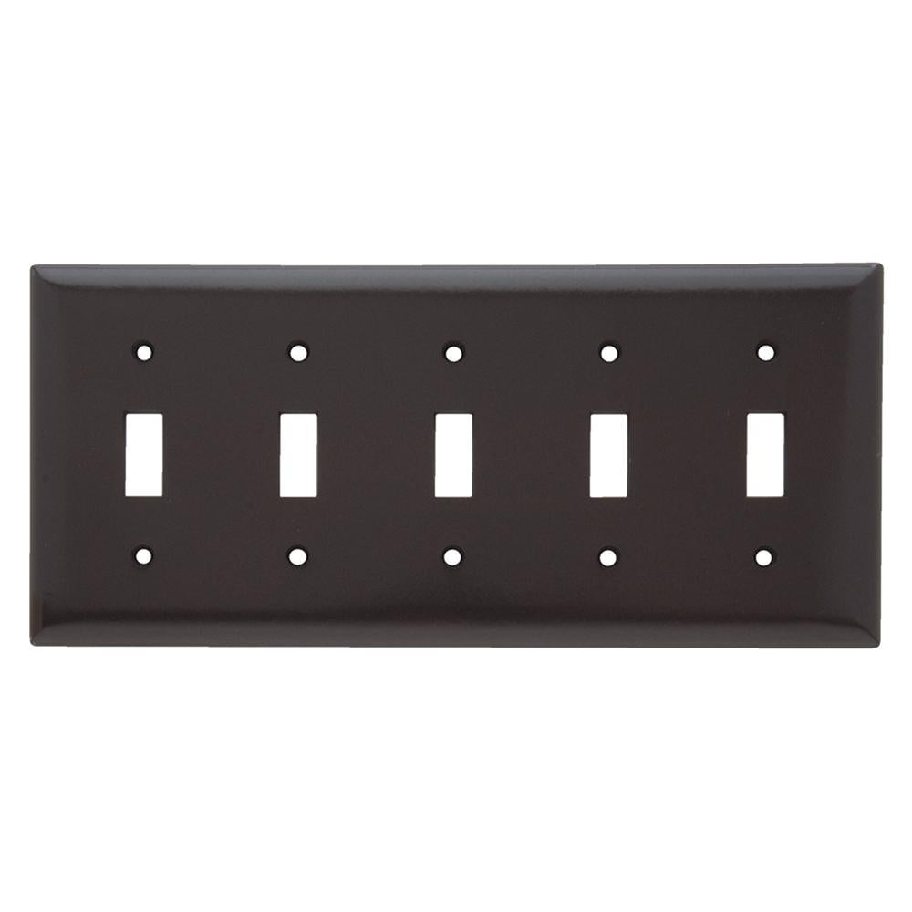 LEGRAND Pass & Seymour SP5 Standard Toggle Wallplate 5 Gangs 12.5 x 5 x 0.3 in