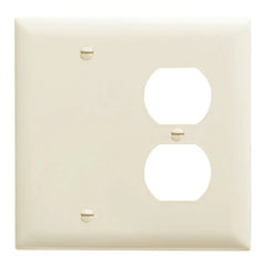 LEGRAND Pass & Seymour TP138LA Combination Wall Plate 1 Blank and 1 Duplex Receptacle 2-Gang
