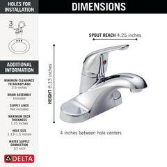 DELTA FAUCET Delta Faucet B501LF Foundations Single Handle Centerset Bathroom Faucet