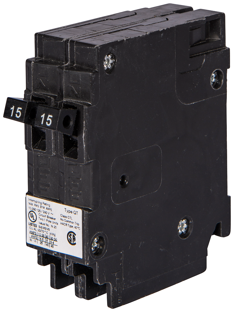 SIEMENS Siemens Q2030 1-Pole 20A-30A 120V AC Duplex Circuit Breaker, Plug-In, 10kA