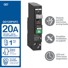 SCHNEIDER ELECTRIC Square D QO120PAF Mini Circuit Breaker 20A 120VAC