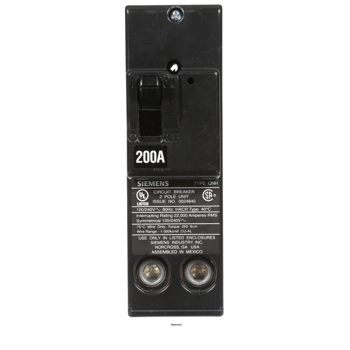 SIEMENS Siemens QN2200H 2-Pole N33170200 Amp 120/240 Volt 22 K Circuit Breaker