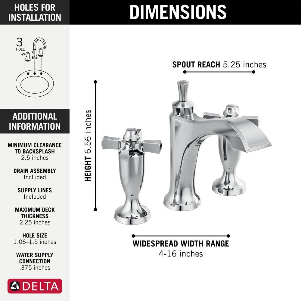 DELTA FAUCET Delta Faucet 3557-MPU-DST Dorval Two Handle Widespread Bathroom Sink Faucet