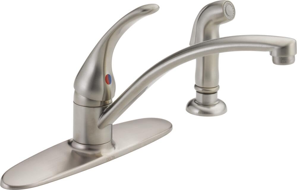 DELTA FAUCET Delta B4410LF-SS Single Handle Kitchen Faucet With Spray