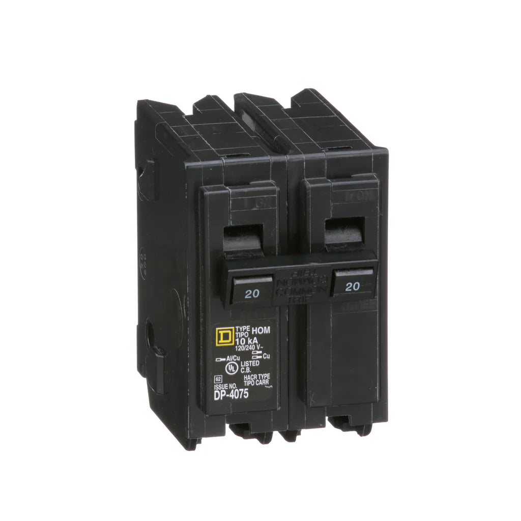 SQUARE D Square D HOM220 Miniature Circuit Breaker 20 Amp 120/240 Volt 10 kA