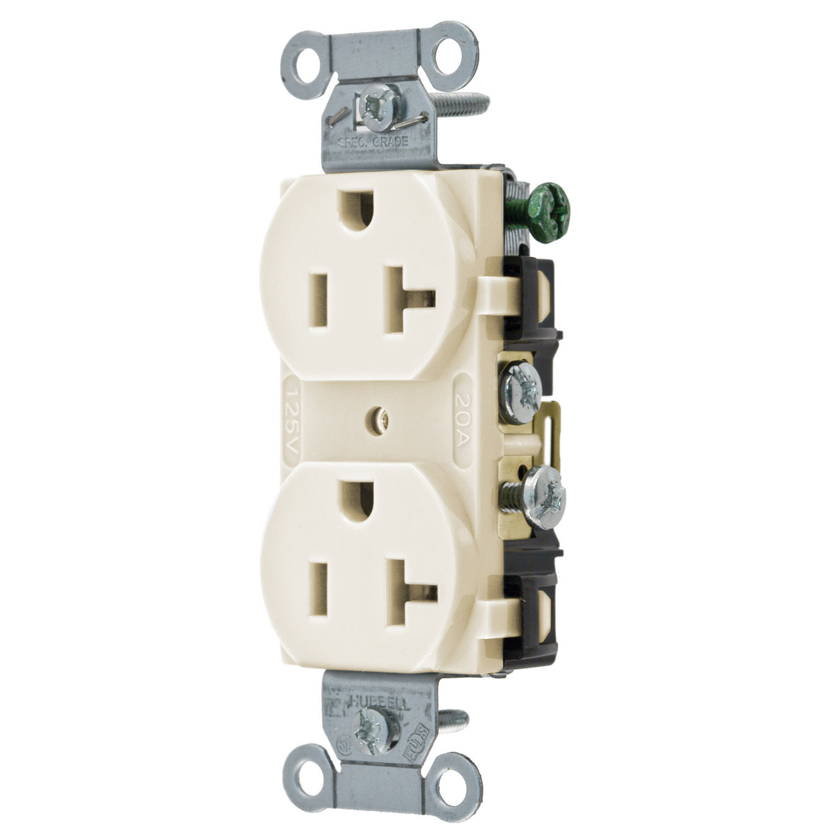 HUBBELL Hubbell CR20LA Light Almond 20 Amp 125 Volt NEMA 5-20R Duplex Receptacle