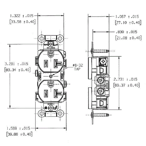 HUBBELL Hubbell CR20LA Light Almond 20 Amp 125 Volt NEMA 5-20R Duplex Receptacle