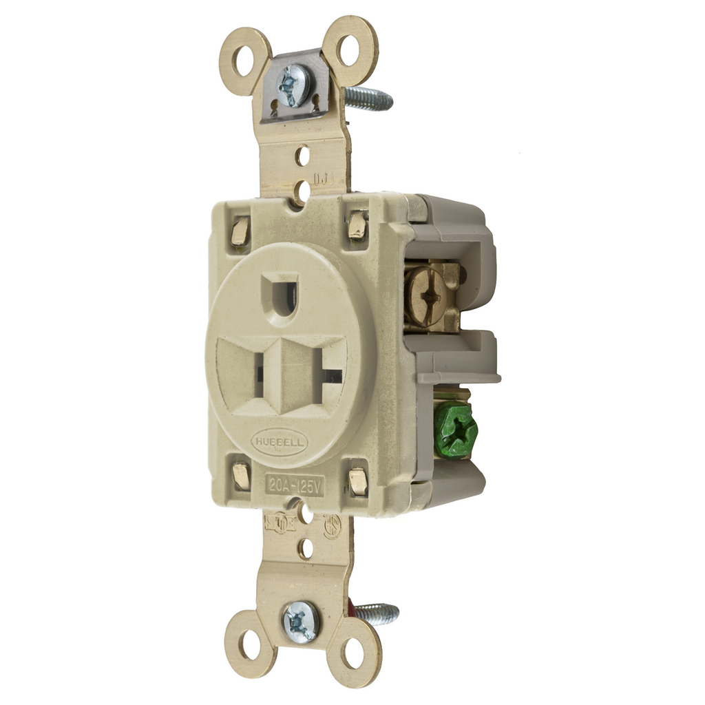 HUBBELL Hubbell Wiring Device-Kellems HBL5361I Single Receptacle 20A 125V 5-20R