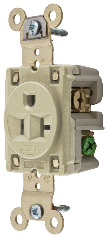 HUBBELL Hubbell Wiring Device-Kellems HBL5361I Single Receptacle 20A 125V 5-20R