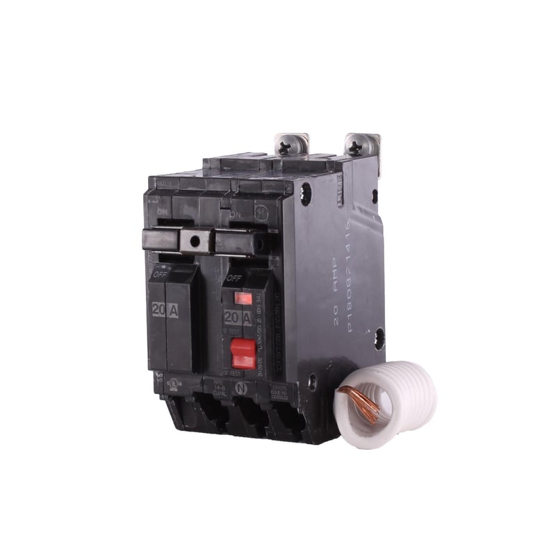 GENERAL ELECTRIC GE THQB2120GFT Q-Line, 2 Pole, 20 Amp, GFCI Bolt-On Circuit Breaker, 120/240 Volt