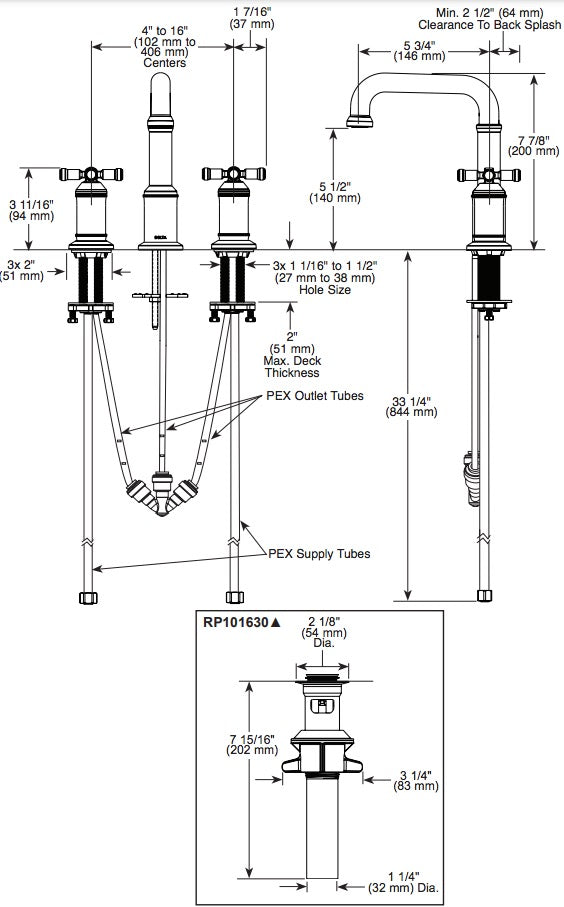 DELTA FAUCET Delta 3587-CZ-PR-DST Broderick 1.2 GPM Widespread Bathroom Faucet
