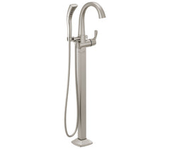 DELTA FAUCET Delta Faucet T4777-SSFL Stryke Lever Handle Floor-Mount Tub Filler Trim with Hand Shower, Stainless