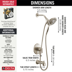 DELTA FAUCET Delta T17442-SS Monitor 17 Series Tub & Shower Trim