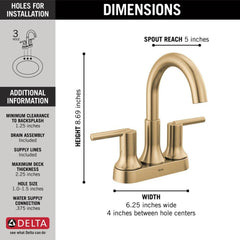 DELTA FAUCET Delta Faucet 2559-CZMPU-DST Trinsic Two Handle Centerset Bathroom Sink Faucet in Brilliance Champagne Bronze