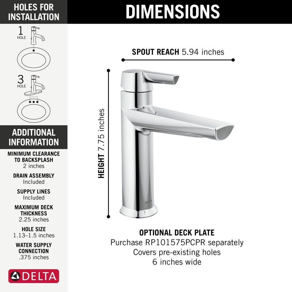 DELTA FAUCET Delta Faucet 571-PR-MPU-DST Compel Single Handle Centerset Bathroom Sink Faucet in Chrome