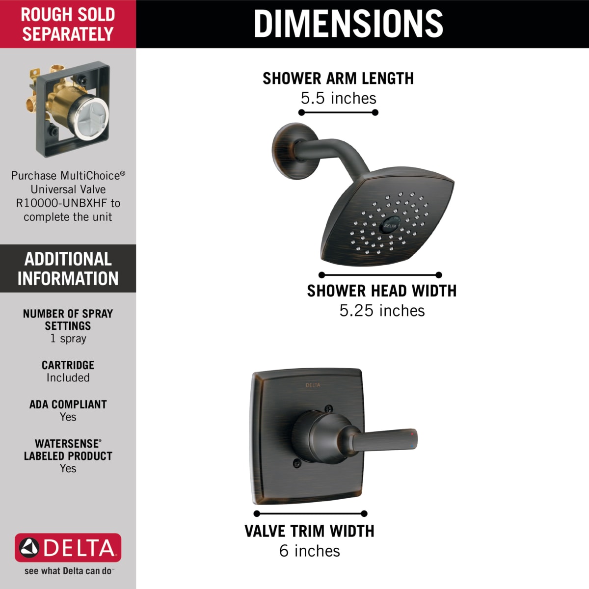 DELTA FAUCET Delta T14264-RB Ashlyn: Monitor14 Series Shower Trim