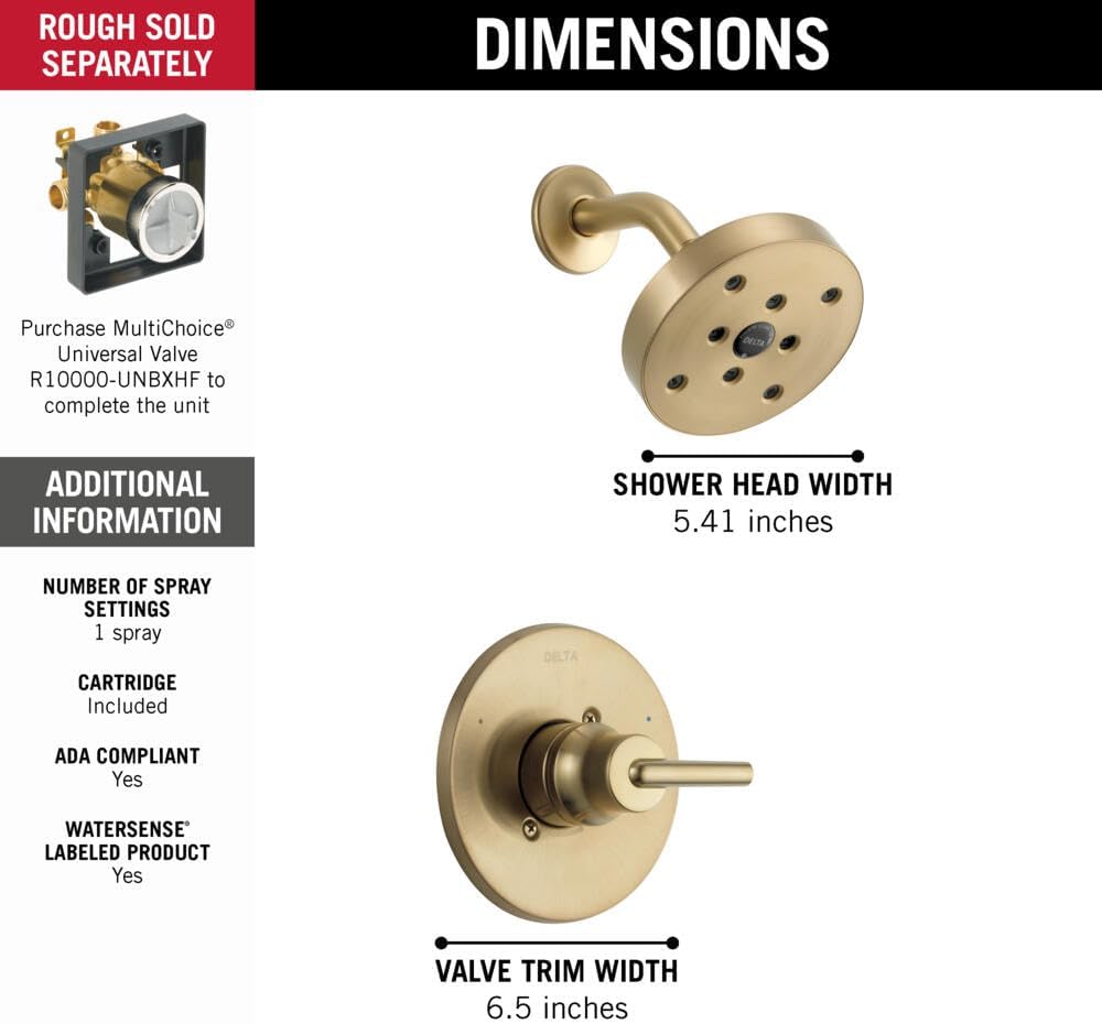 DELTA FAUCET Delta Faucet T14259-CZ Trinsic Shower Trim Kit Champagne Bronze