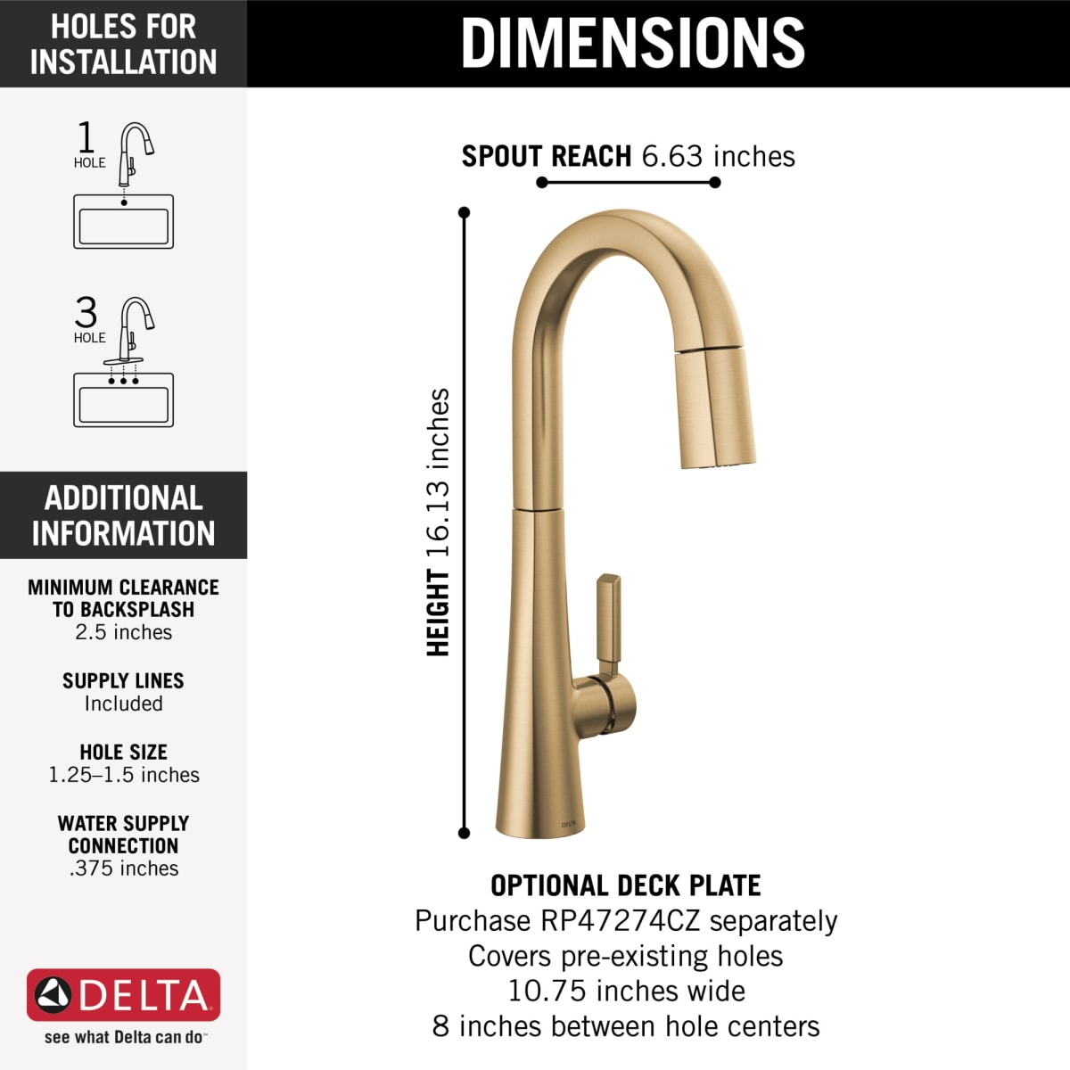 DELTA FAUCET Delta 9991-CZ-PR-DST Prep Faucet - 8 Inch Spread - Replacement MPN