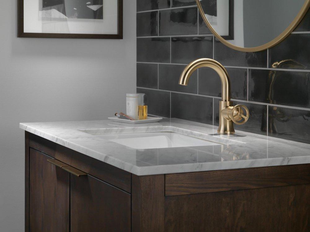 DELTA FAUCET Delta Faucet 558HAR-CZ-DST Trinsic® Single Handle Monoblock Bathroom Sink Faucet in Champagne Bronze