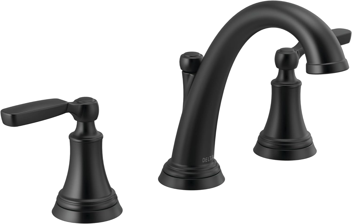 DELTA FAUCET Delta 3532LF-BLMPU Woodhurst Widespread Matte Black Bathroom Faucet with Metal Drain Assembly