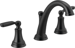 DELTA FAUCET Delta 3532LF-BLMPU Woodhurst Widespread Matte Black Bathroom Faucet with Metal Drain Assembly