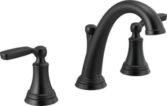 DELTA FAUCET Delta 3532LF-BLMPU Woodhurst Widespread Matte Black Bathroom Faucet with Metal Drain Assembly