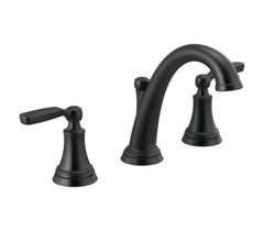 DELTA FAUCET Delta 3532LF-BLMPU Woodhurst Widespread Matte Black Bathroom Faucet with Metal Drain Assembly
