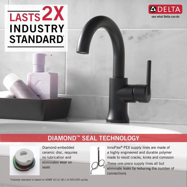 DELTA FAUCET Delta Faucet 559HA-BL-DST Trinsic Single Handle Bathroom Faucet Matte Black