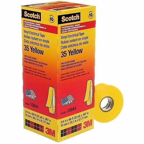 3M 3M 35-YELLOW-3/4X66FT Vinyl Color-Coding Electrical Tape 35