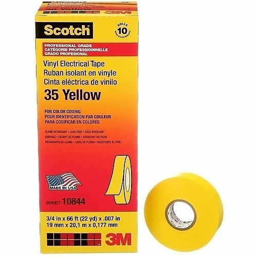 3M 3M 35-YELLOW-3/4X66FT Vinyl Color-Coding Electrical Tape 35