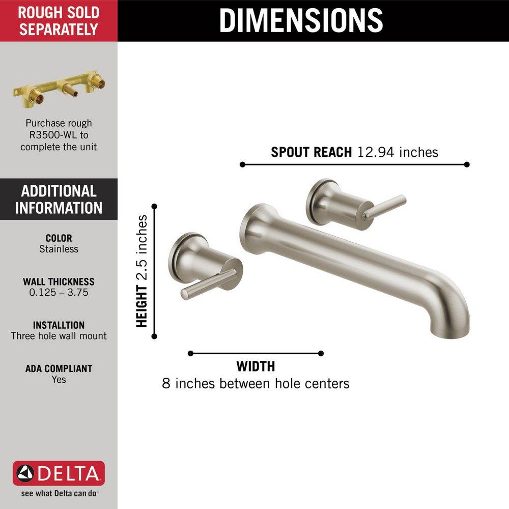DELTA FAUCET Delta Faucet T5759-SSWL Contemporary Two Handle Wall Mount Filler in Brilliance Stainless Trim Only