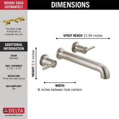 DELTA FAUCET Delta Faucet T5759-SSWL Contemporary Two Handle Wall Mount Filler in Brilliance Stainless Trim Only