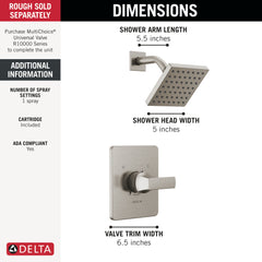 DELTA FAUCET DEL T14237-SS Velum Shower Faucet Set Stainless
