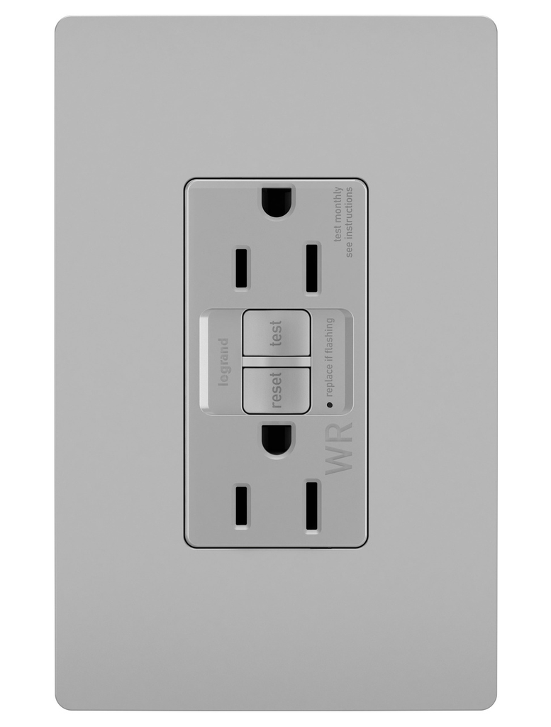 LEGRAND Pass & Seymour 1597TRWRGRY GFCI Receptacle 15A 125V Self-Test Weather-Resistant