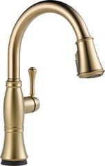DELTA FAUCET Delta Faucet 9197T-CZ-PR-DST Cassidy Single Handle Pull Down Kitchen Faucet with Touch Activation in Lumicoat Champagne Bronze