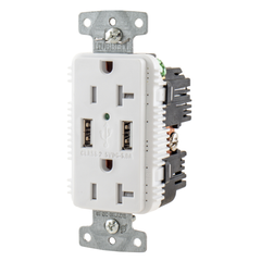 HUBBELL WIRING Hubbell USB20A5W Receptacle DUP 20A 125V 5A 5V USB PORT A WH